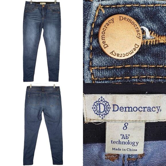 Democracy "Ab" Technology Jeans Women's Size 8 Dark Wash Skinny 5-Pocket - Picture 1 of 9